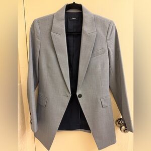 Theory Etiennette Blazer in Good Wool - Blue Grey Melange 0